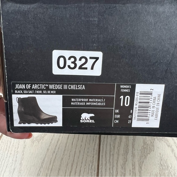 Sorel Women's Joan Of Arctic Wedge III Chelsea Bootie US10 Black Seat Salt $210 - Picture 8 of 8